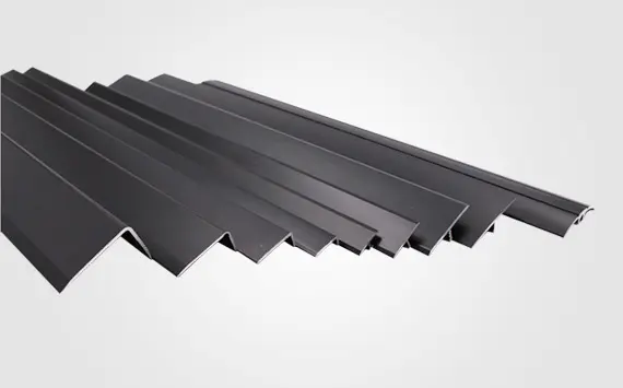 Matte black anodized aluminum angle trim for kitchen cabinet edging
