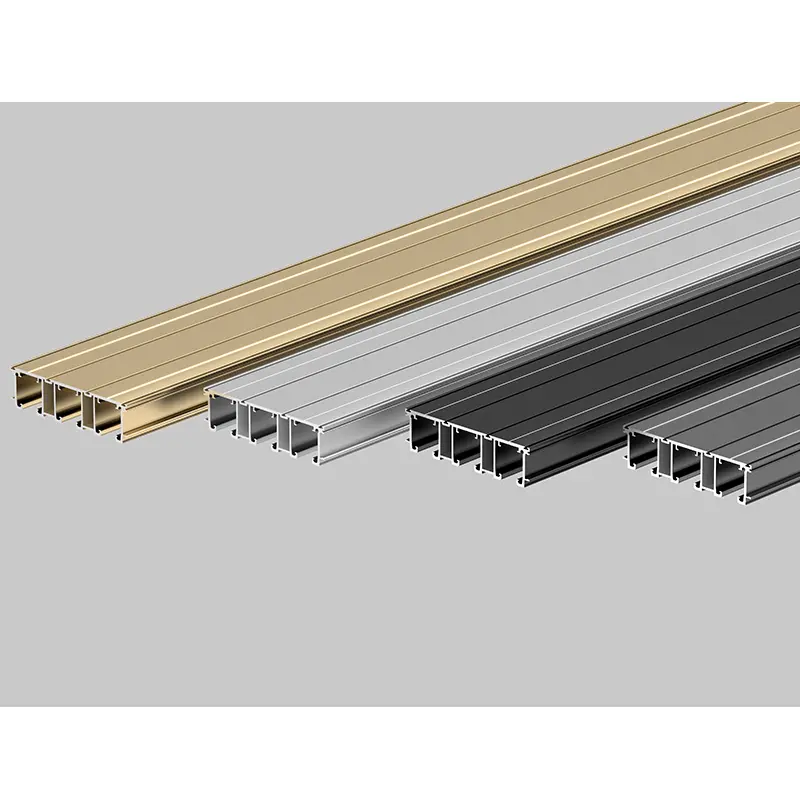Decorative aluminum track profiles for LED lighting systems and modern furniture frame construction.webp